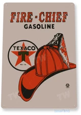 TIN SIGN Texaco Fire Chief Gas Oil Sign, Station, Garage, Auto Shop, Retro A367
