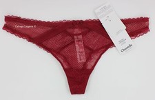 NWT Chantelle C16F90 "Tailor" Low Rise Lace Tanga Panty, Dark Red 030 , XS