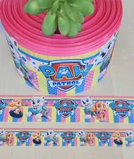 7/8, 1.5 & 3” (1 YD) Paw Patrol Grosgrain Ribbon Skye Everest Marshall Hair Bow 
