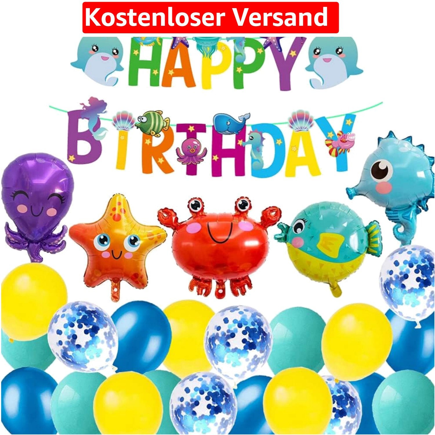 Geburtstagsdeko Ozean Partydeko Meerestiere 1 Stück