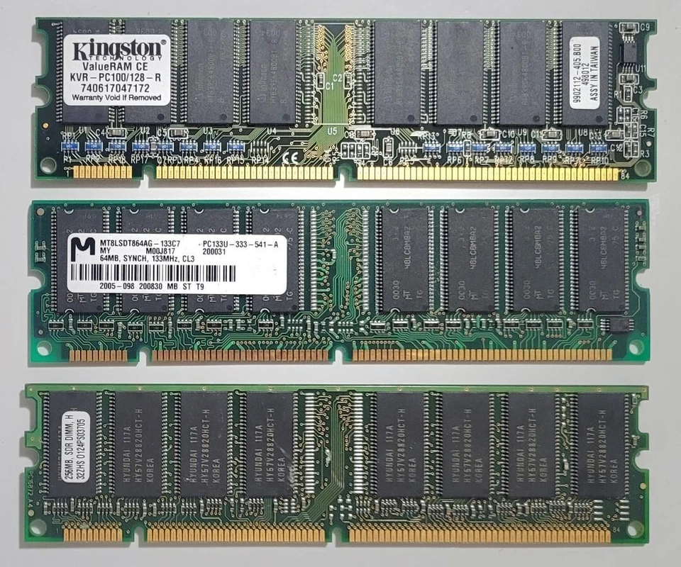 3PCS 256, 128, & 64MB SDRAM MEMORY RAM CARDS - Image 3 of 4