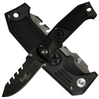 Fox Outdoor Taschenmesser Einhandmesser Mit ZackenrüCken GüRtelclip Liner Lock