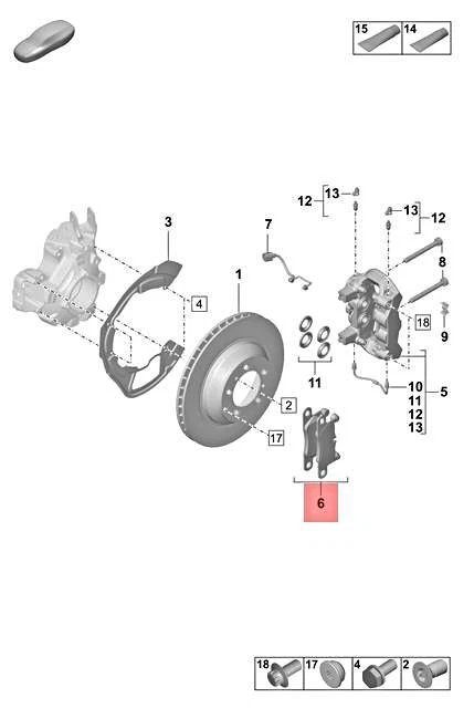 Genuine PORSCHE 1 Set Of Brake Pads For Disk Brake Rear 9J1698451E 