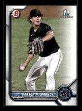 2022 Bowman Draft Paper Karson Milbrandt Miami Marlins #BD-87 25 Card Lot
