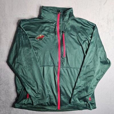 Minnesota Wild Sweatshirt Mens 2XL Green Full Zip NHL Pockets Embroidered Logo