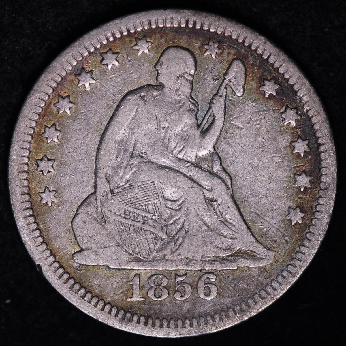1856 Seated Liberty Quarter CHOICE VF FREE SHIPPING E754 ZEG | eBay