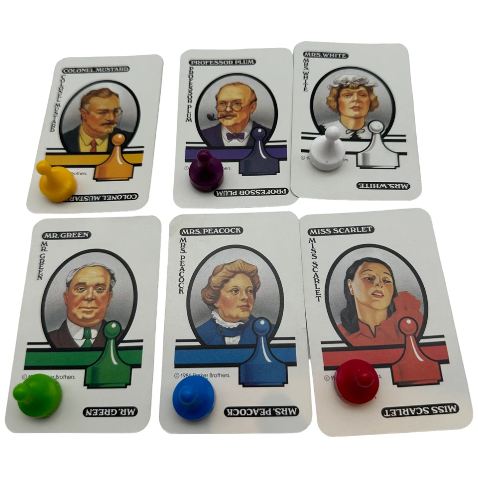 Clue Board Game Pieces Vintage 1986 Metal Weapons Cards Only By Parker Brothers - Image 3 of 4