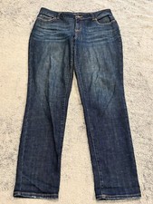 Maurices Jeans Womens 7/8 Blue Denim Dark Wash Straight Pants Stretch Casual