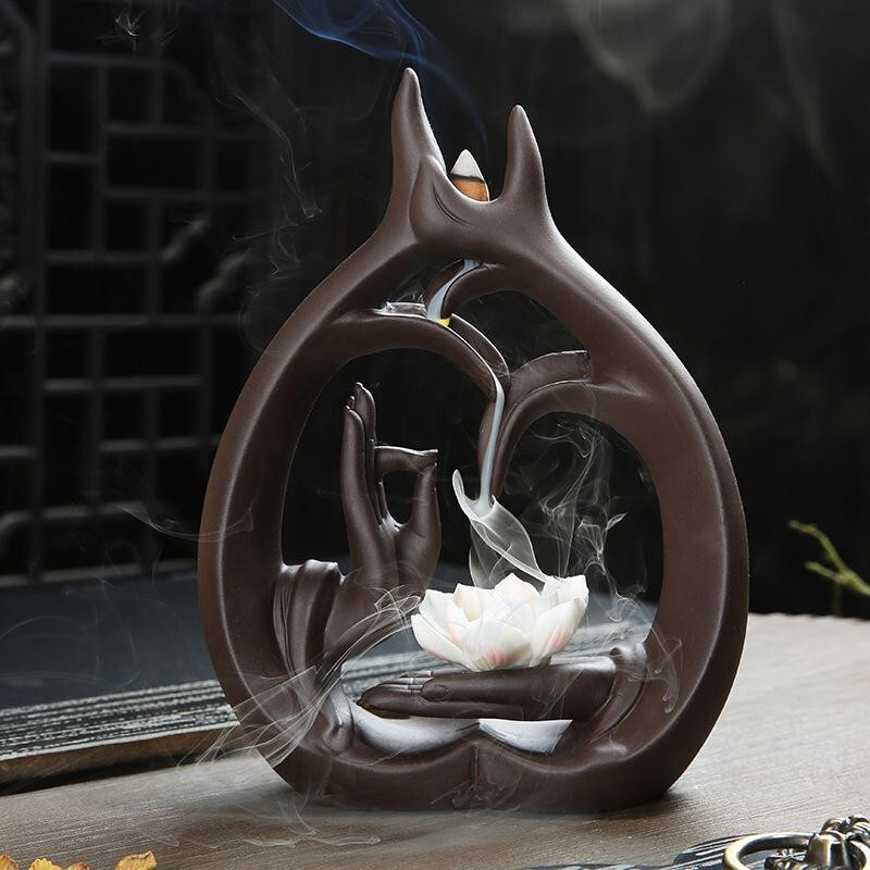 Brucia Incenso Riflusso Artigianale | Fontana Fumo in Ceramica Blu