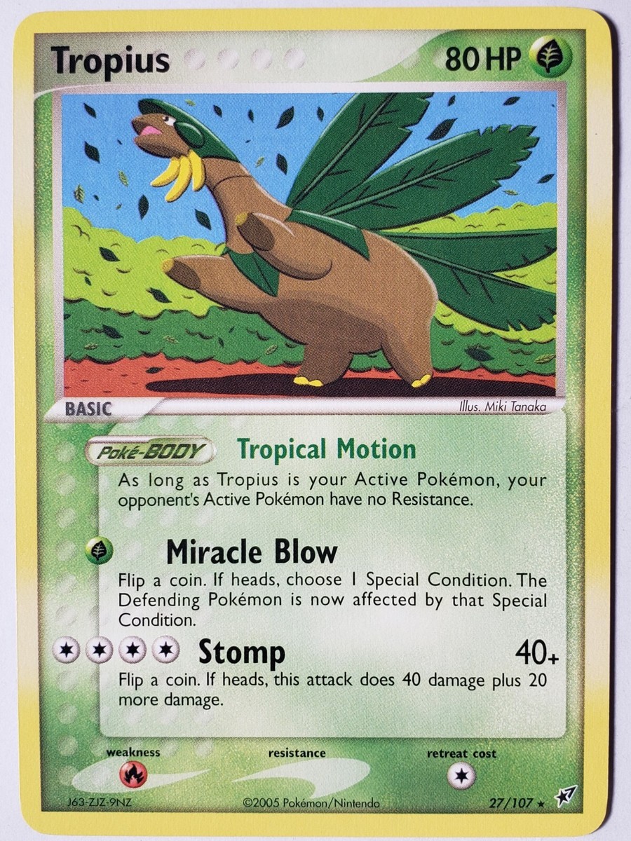 Tropius 27/107 LP - RARE EX Deoxys Pokemon Card - Miki Tropius 27/107 LP - RARE EX Deoxys Pokemon Card - Miki
