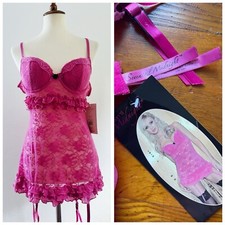 NWT Seven til Midnight Pink Bustier Thong Set Nightgown Chemise Lingerie Sz XL