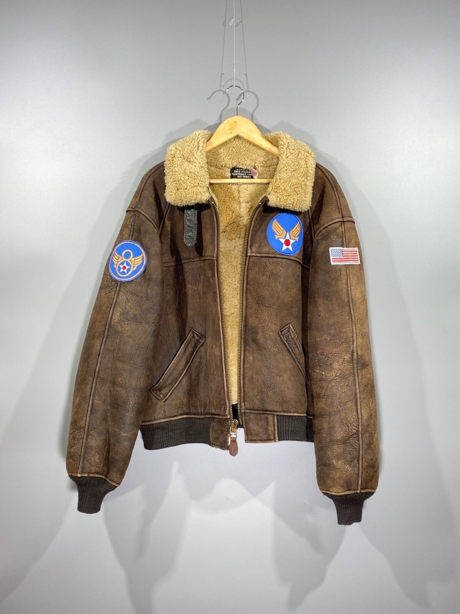 SCHOTT TYPE B-3 Men's Vintage USA Military Brown Leather Shearling