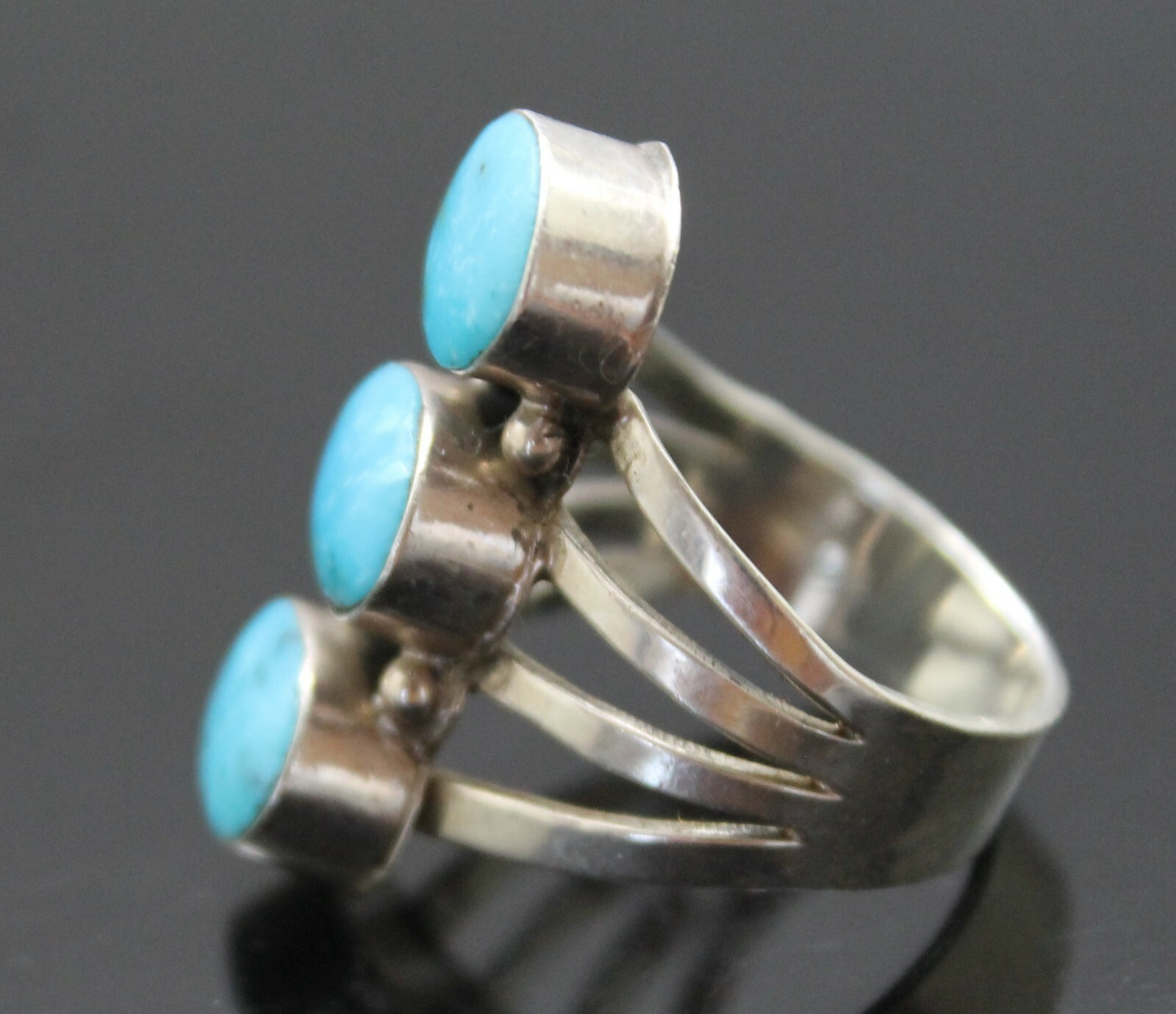 RUNNING BEAR SHOP VINTAGE GENUINE TURQUOISE STERLING SILVER ELONGATED ...