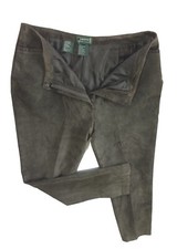 Lauren Ralph Lauren Women's 100  Leather Suede Pants Inseam 32 Dark Green