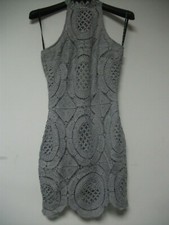 Missguided Lace Racer Neck Bodycon Dress- Grey UK 8 JS001 OO 07