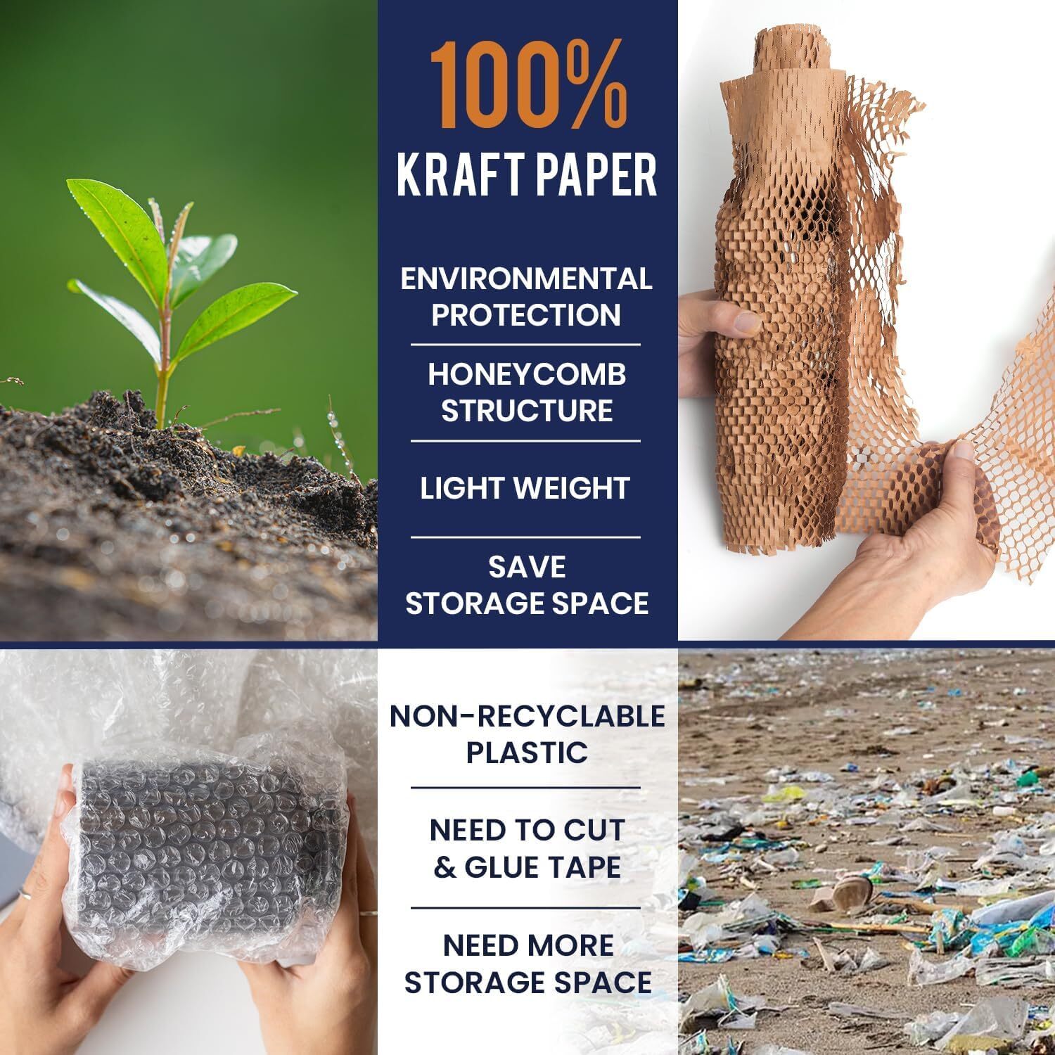 Honeycomb Packing Paper 12" x 150ft with Rope & 20 Fragile Stickers|Shipping & M