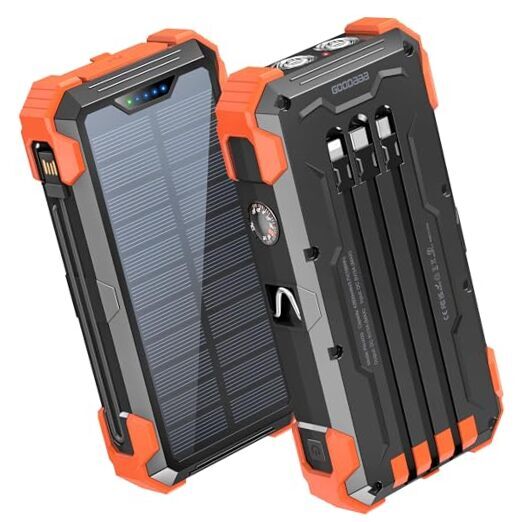 42800mAh Power Bank with Built-in 4 Cables and Thermometer in Orange