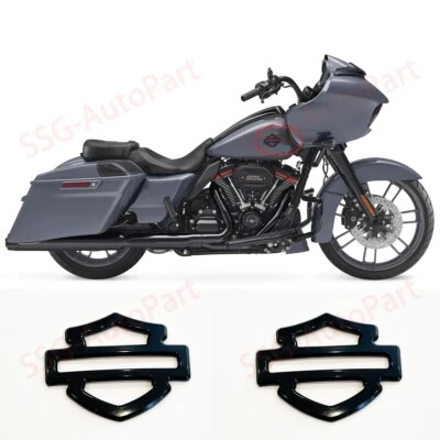 2x METAL Gloss Black Harley CVO Custom Metal Tank Emblems Show Gloss Finish - Bild 1 von 2