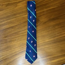 Vintage Santa Country Clubs Mens Tie Patterned Polyester Made in USA Navy Blue S