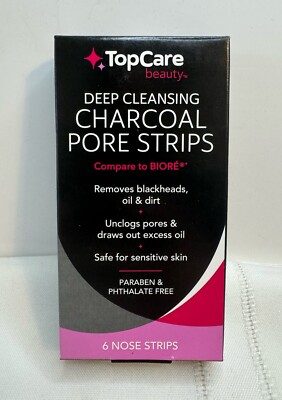 TopCare Deep Cleaning Charcoal Pore Strips 1 Box Total of 6 Nose Strips