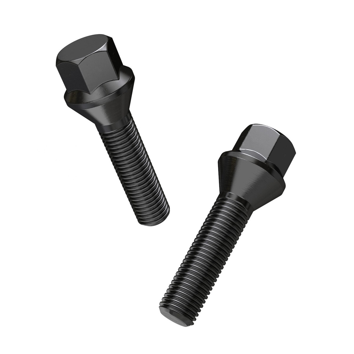 20pc Black Extended Lug Bolts - 14x1.5 Thread - 40mm Shank - Cone Seat - For VW & Audi Wheels