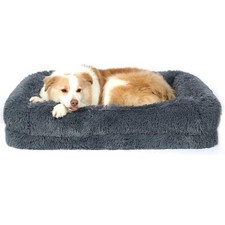 2 in 1 Calming Dog Beds for Large Dogs, Dual Layer Orthopedic Egg Crate Foam