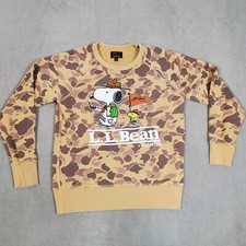 LL Bean x Todd Snyder Sweatshirt Mens Medium Brown Camo Snoopy Peanuts Crew Neck