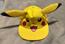 Pokemon Pikachu Genuine OSFM 3D Face Hat With Ears Baseball Cap Yellow Youth