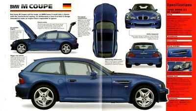 1998 BMW M COUPE (Z3) SPEC SHEET/Brochure/Pamphlet/Flyer | eBay