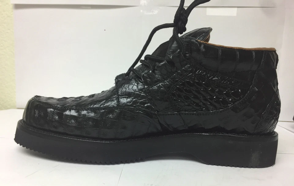Mens Black Crocodile Western Shoe Sneakers Real Exotic Leather Rodeo Size 7.5 - Image 2 of 4