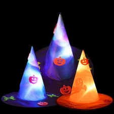 Halloween Decoration LED Luminous Witch Hat Glowing Hanging Tree lighted hat