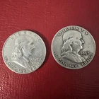 Lot of 2 Franklin Half Dollar - 90% Silver 1957 And 1962