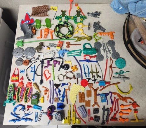 Vintage 90s Teenage Mutant Ninja Turtles Accessories And Vehicle Partd Lot.