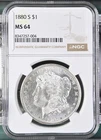 1880 S MORGAN SILVER DOLLAR $1 NGC MS 64 Certified Coin