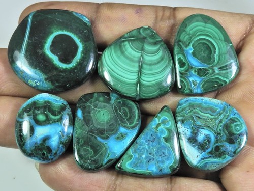 Cabochon Carré En Malachite Et Chrysocolle Naturelle - Poids 16.55 Carats - Inde - Neuf Sans Emballage