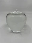 Steuben Glass Crystal Apple Paperweight Signed Clear Art Glass Figurine USA