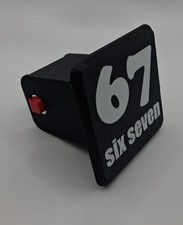 Six Seven 67 Funny Trailer Hitch Cover. Self-locking. Needs No Pin.