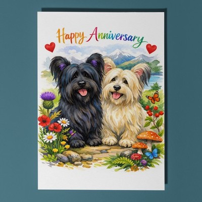 Skye Terrier treue Begleiter Hunde Happy Anniversary Kartenumschlag personalisiert
