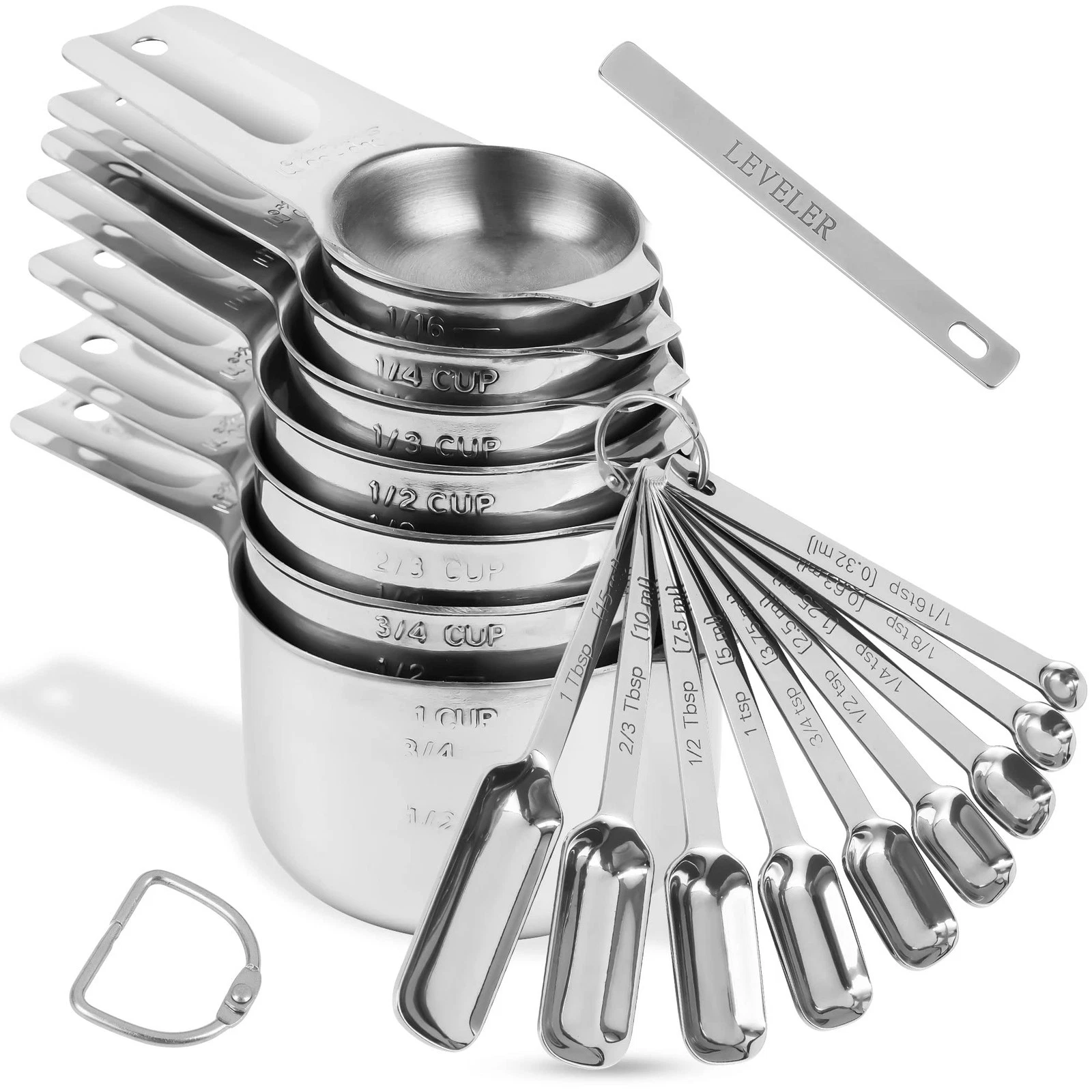 Measuring Cups and Spoons Set, 18/8 Stainless Steel Measuring Cups and Spoons...