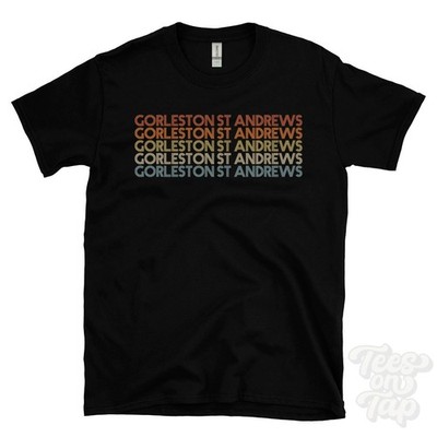GORLESTON ST ANDREWS REPEATED RETRO STYLE T-SHIRT mens & womens uk place name