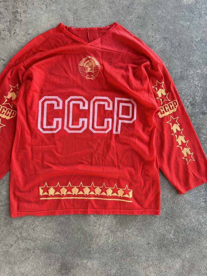Vintage Rare CCCP #14 Russia Hockey Soviet Union Sports Jersey Size ...
