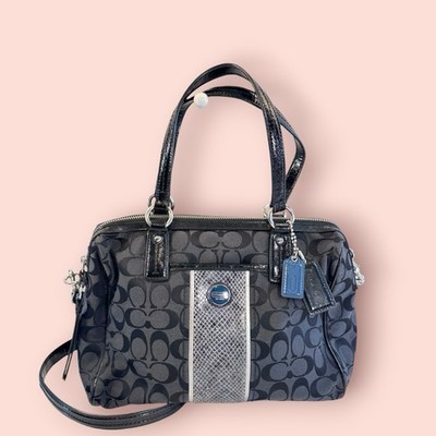 COACH Y2K Vintage Black Signature Jacquard Logo Python Stripe