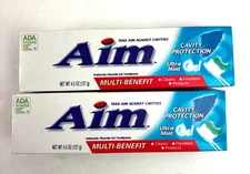 Aim Toothpaste 4.5 oz Pack of 2 Fresh Mint Gel Cavity Protection Whitening