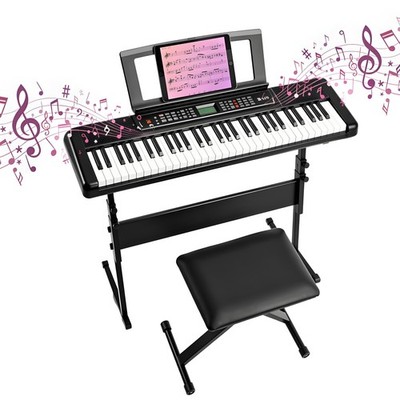 MAMIZO 61 Tasten Keyboard Piano Kit mit Ständer & Hocker, Kinder & Anfänger