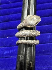 Vintage Sterling Silver Signed 925 Handcraft Etched Coil Snake Wrap Ring Band5.5