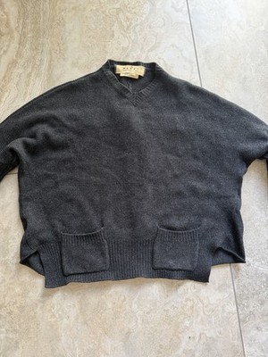 Marni Grey V Neck Sweater Front Pockets Tie In The Back Size 38 Runs Big Great