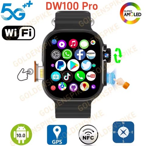 DW100 Pro Smartwatch: 2.29" GPS, Rotary Camera, Fingerprint Unlock