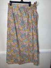 70's Vintage Handmade Wrap Skirt Cotton Floral Peasant Boho L/XL Waist 12 granny
