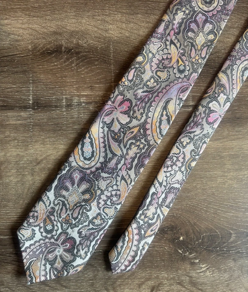 Corbata para hombre The Big Knot by Steven Land 100 % seda multicolor cachemira floral Foto 3 de 4