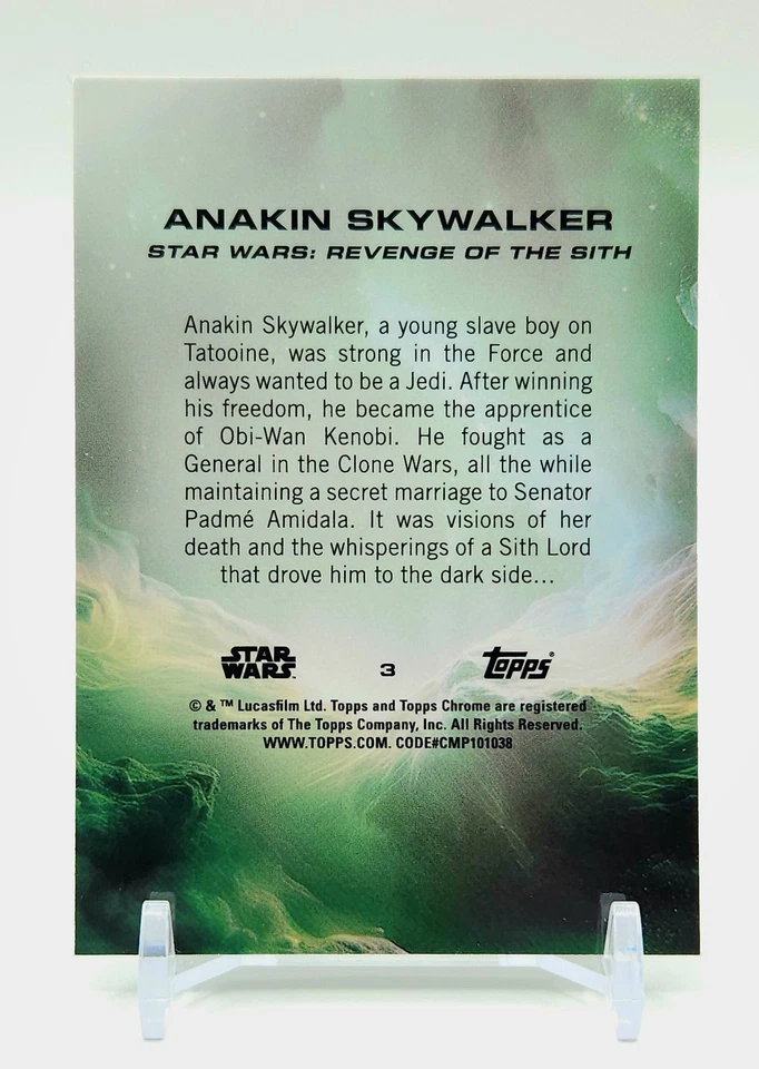 2025 Topps Chrome Star Wars Sapphire Anakin Skywalker #3 Green /99 💎GRADE IT! - Image 2 of 3
